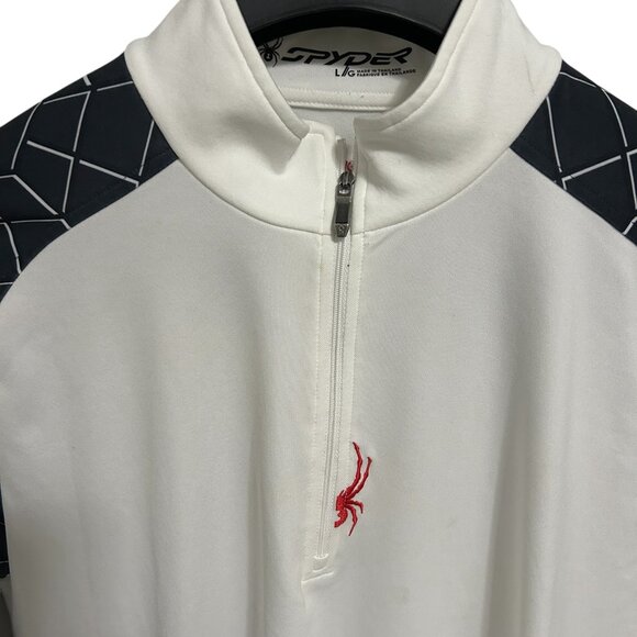 Spyder Men's Size Large Pullover Sweater Half Zip Unique Black White - Picture 3 of 6